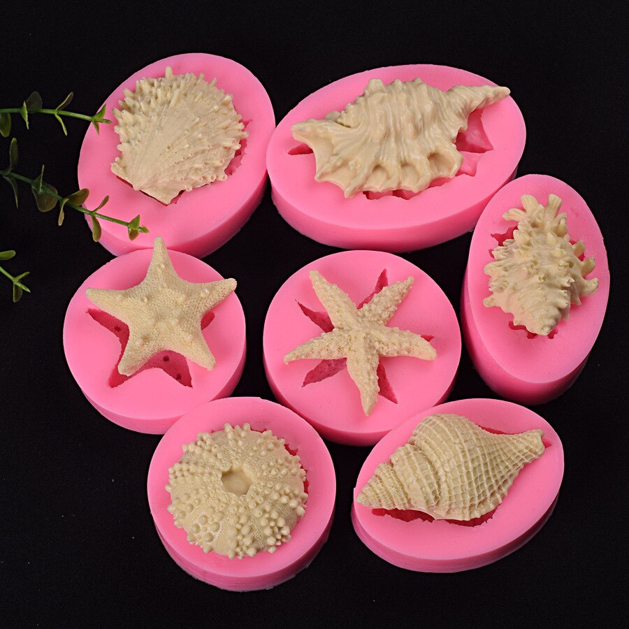 7 Styles DIY Sea Shell Cake Silicone Molds Fondant Cake Decorating Tools Chocolate Candy Soap Clay Moulds