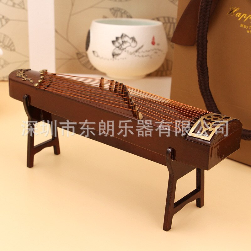 Mini Folk Music Erhu Medium Ruan Yueqin Sanxian Dulcimer Model Ornaments Guzheng Pipa Bamboo Flute Guqin