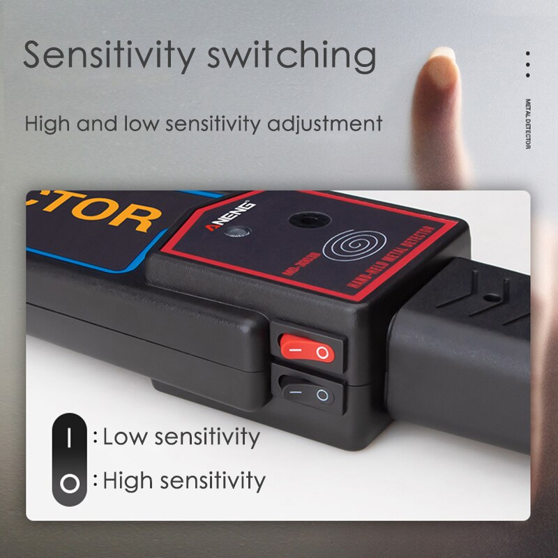 Detector de Metales portátil, varita de seguridad, escáner de Metal portátil con sensibilidad ajustable, alertas de luz de vibración de sonido