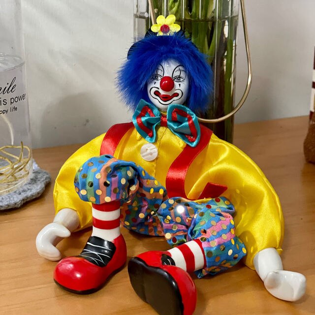 Clown Pop Keramische Opknoping Voet Hand-Paintedt Clown Pop Retro Pop Marionet Sfeer Rekwisieten Desktop Decoratie Speelgoed: H