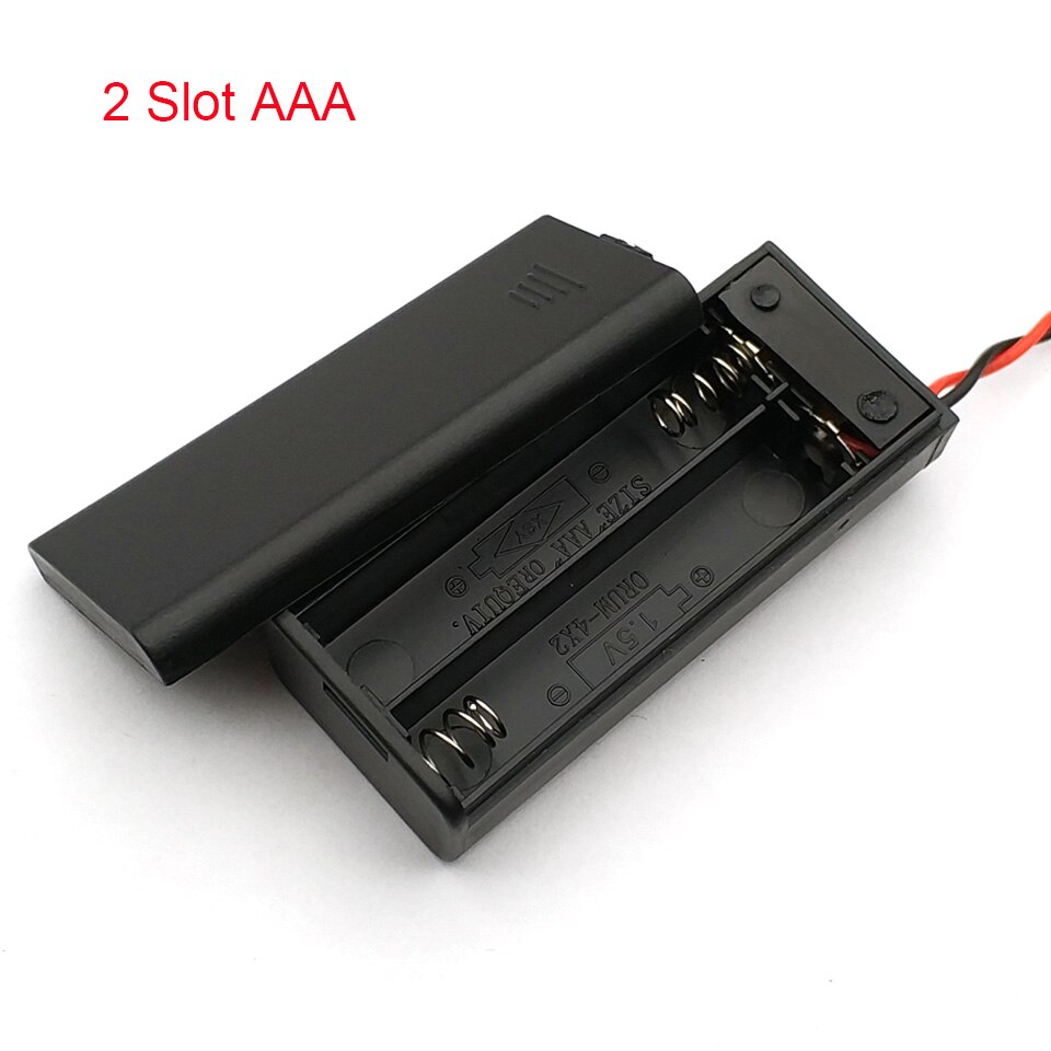 1Pcs AAA Battery Holder Case Box With Leads With ON/OFF Switch Cover 2 3 4 Slot Standard Battery Container: 2 Slot