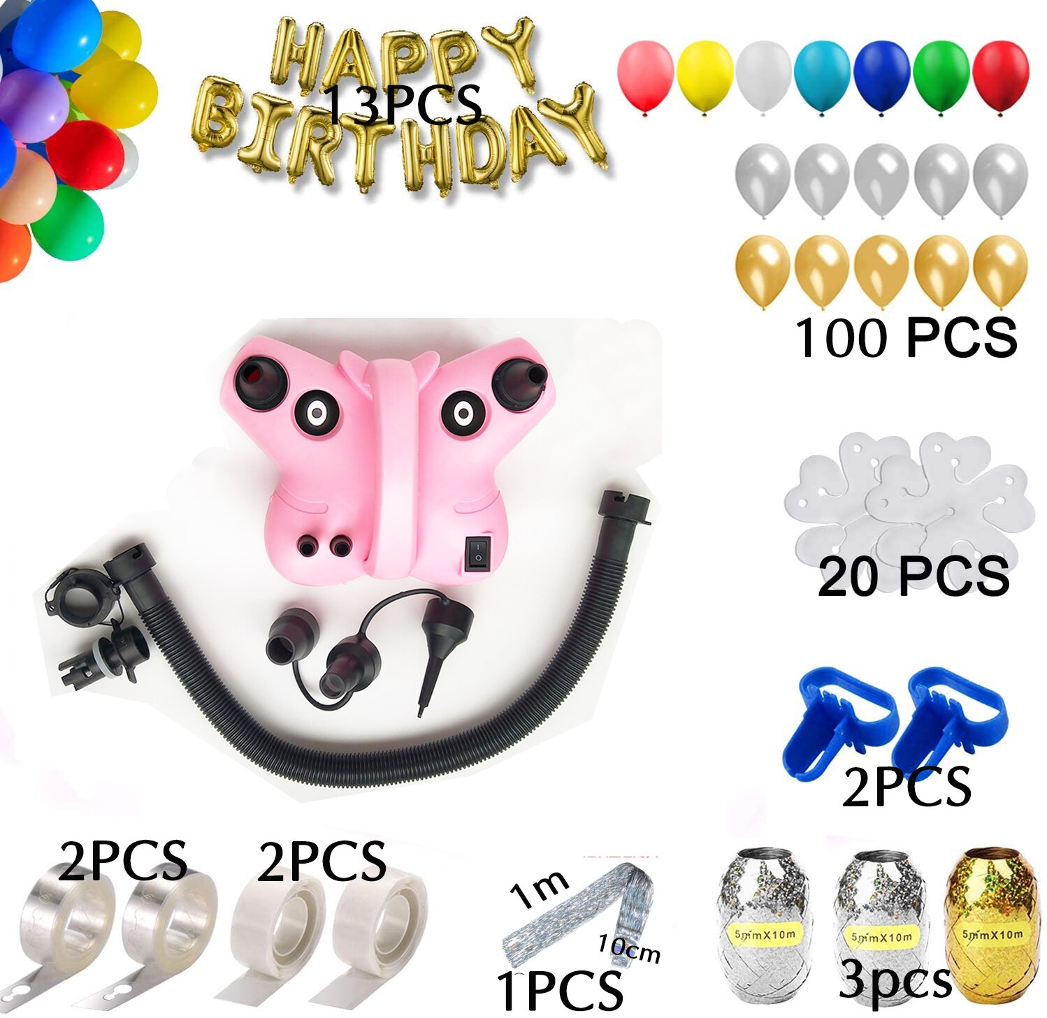 110v-220v HF-698PLUS butterfly Electric Balloon Pump Air Blower Party Balloons Decoration Portable Balloon Machine: US PLUG SET