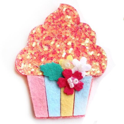 Brillo sandía sentía apliques DIY piña Cupcake paleta plana sentía apliques: Cupcake