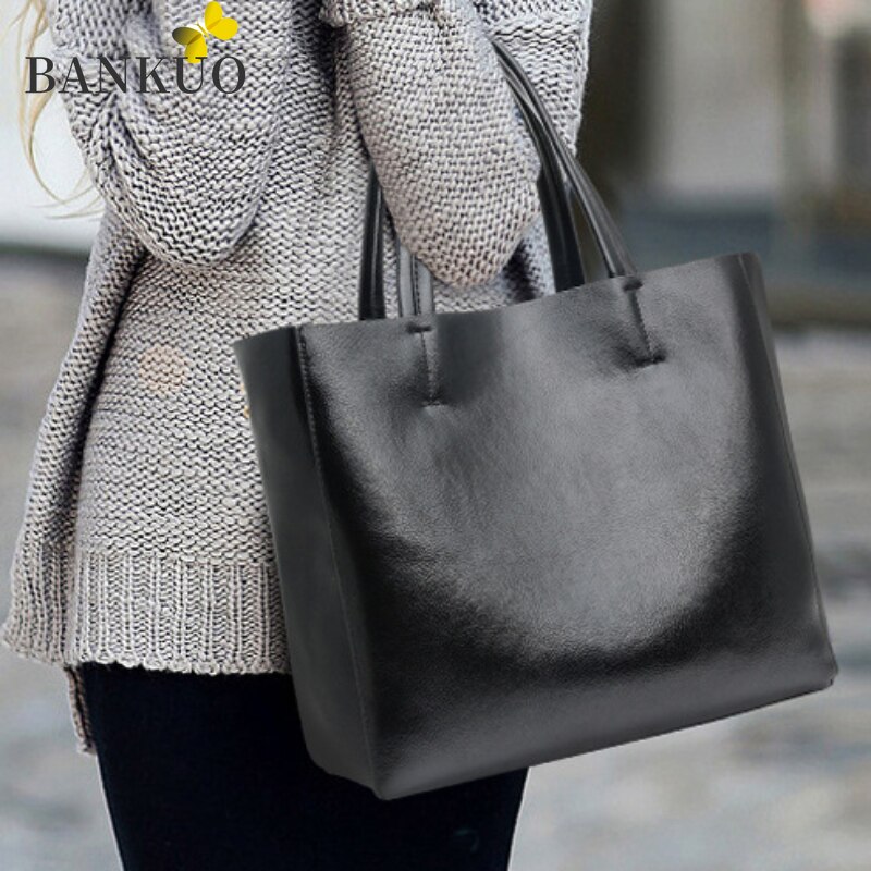 BANKUO Womens Bag Premium PU Lychee Pattern Composite Bag Large Capacity Simple Vintagetote Bags Forwomen Female Bag Z383