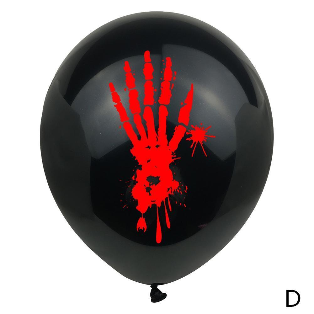 10 unids/set de globos de Serie de Halloween con letras negras sangrientas impresas, Calaveras, estampado a mano, globos para decoración de Halloween, sangre P Q0C4: D