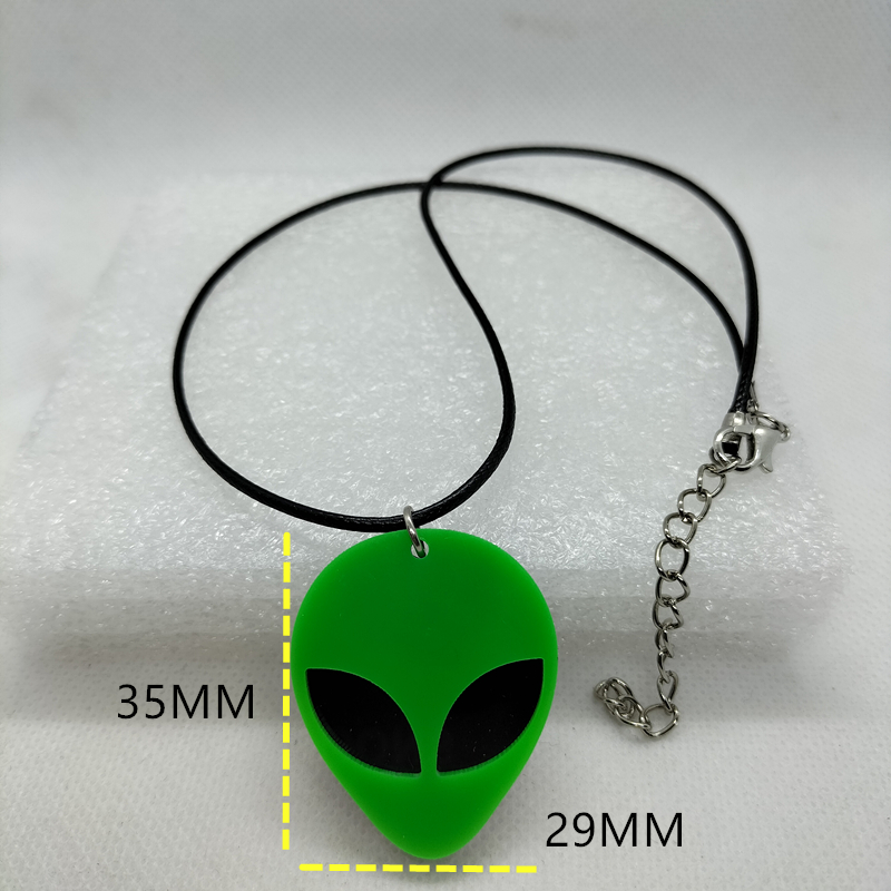 Yungqi Alien Mask Shape Arcylic Charms Pendant Necklaces for Women Girl Minimalist Rope Chain Choker Necklace Jewelry Collier