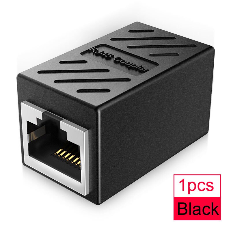 Vrouwelijk Naar Vrouwelijke Connector RJ45 Ethernet Kabel Cat7/Cat6/5e Netwerk Lan Adapter Internet Coupler Extender Extension Converter: Black 1 Pc