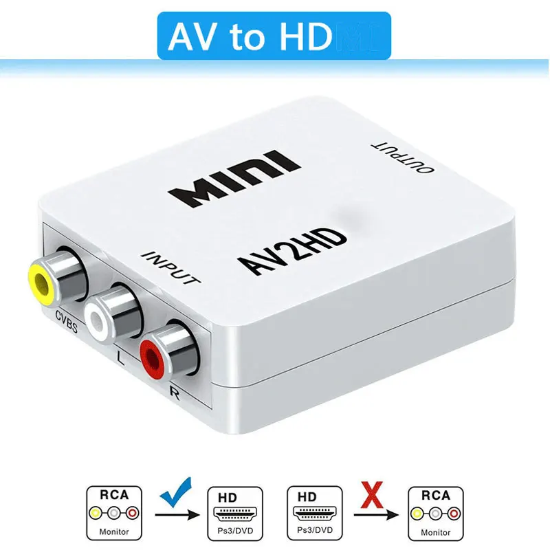 1080P RCA AV Zu HDMI-kompatibel HD zu AV Verbund Adapter Konverter AV2HD Audio Video Kabel CVBS AV Adapter mit USB Kabel