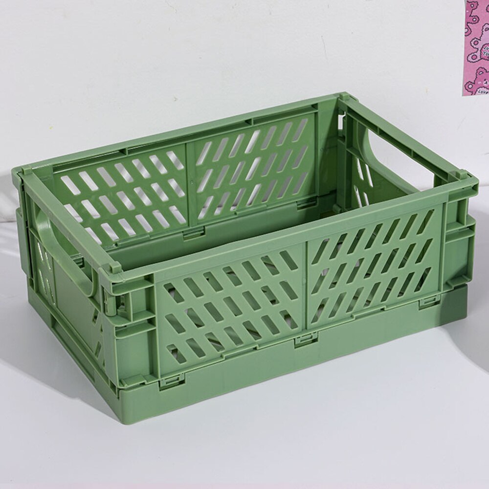 1 Pcs Simple Colorful Foldable Makeup Organizer Storage Box Desktop Stationery Organizer Paper Sundries Storage Box: Green