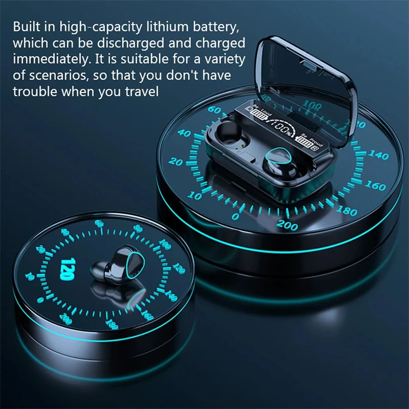 M10 Auriculares inalámbricos Bluetooth Auriculares Bluetooth con micrófono Auriculares Caja de cargador Pantalla LED Fone