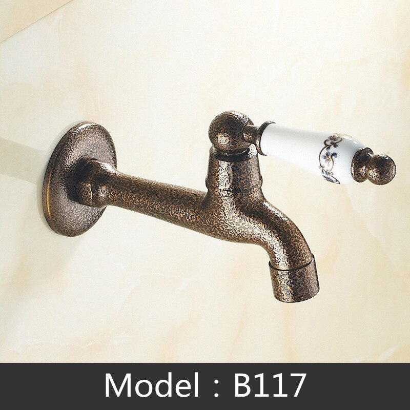 Variety Brass Lengthen Wall Mounted washing machine Bibcock Decorative Outdoor Garden Faucet one-in and two-out single cold Taps: B117
