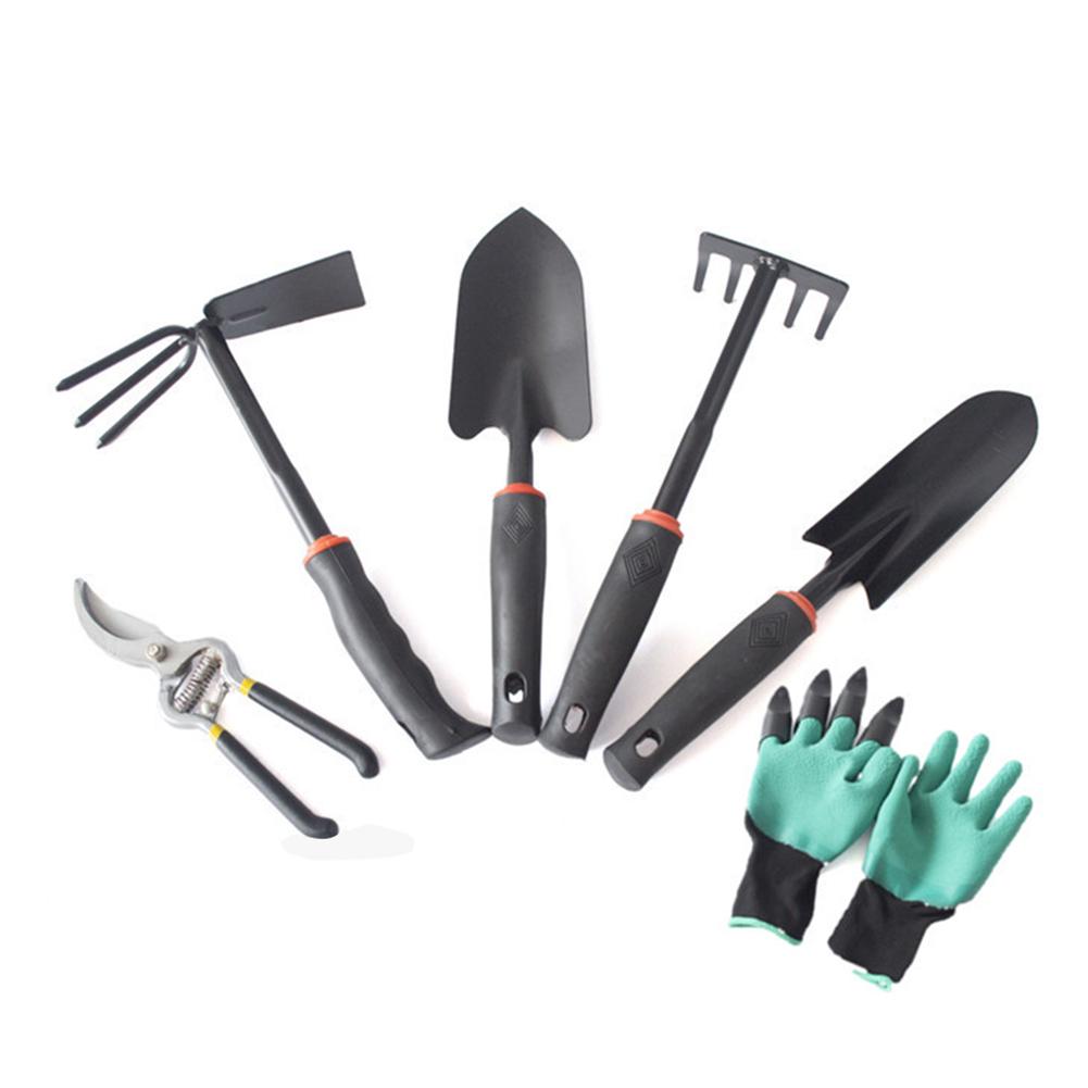 6PCS Garden Tool Sets Square Shovel 5-teeth Rake User-friendly Complete Gardening Tools Set: Default Title