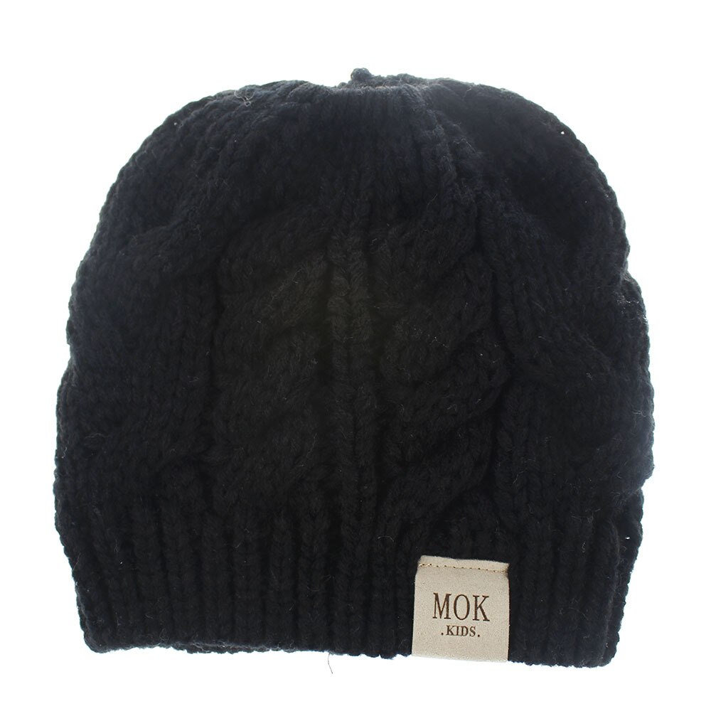 Bonnets en queue de cheval pour enfants, chapeau tricoté pour filles, unisexe, couleur unie,: Black