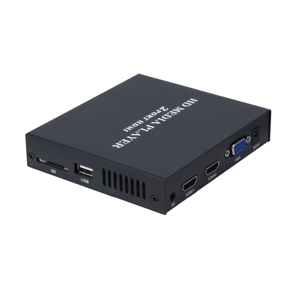 Nouveauté JEDX MP026 multimédia Mini HDMI 1080 P lecteur multimédia Full HD MKV RM SD USB SDHC MMC avec 2 Ports HDMI VGA AV lecture automatique