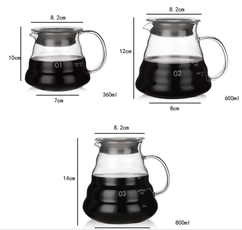 Värmebeständig  v60 häll över kaffebryggare glas server kaffekanna kaffe vattenkokare brygger barista percolator maker