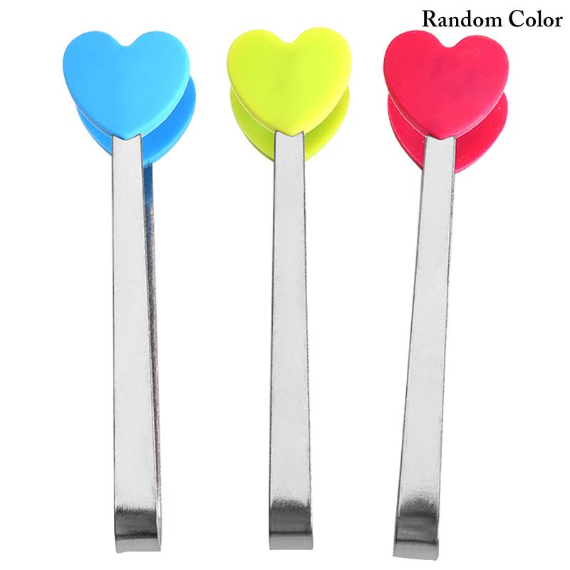 Pince de cuisine en acier inoxydable, petite pince alimentaire mignonne, pointe antidérapante en Silicone, petite pince de service pour glace, 1 pièce: Random color heart