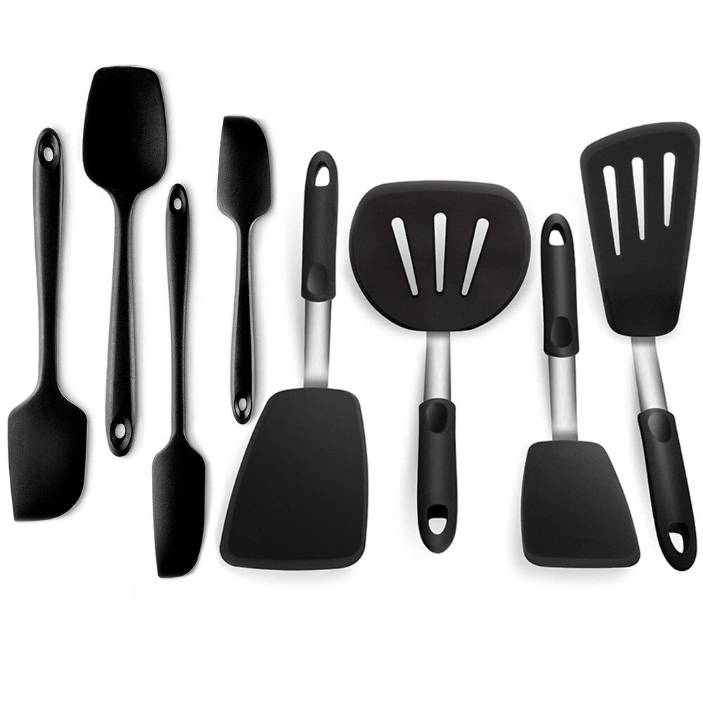 Siliconen Kookgerei Set Spatel Set 8 Non-stick Elastische Spatel Kookgerei Turner Bakken Gebruiksvoorwerpen Set Pasta Zeef