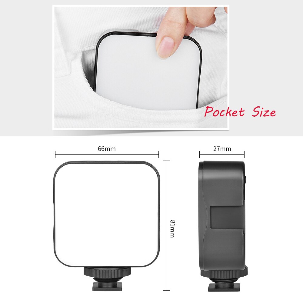 Andoer 2pcs Mini LED Video Light 5W Photography Fill-in Lamp 6500K Dimmable Handheld Smartphone Video Bracket Stabilizer Cage