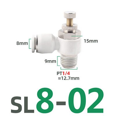 SL pneumatic quick coupling hose 4 6 8 10 12mm M5" 1/8" 1/4" 3/8" 1/2 air speed adjustment control valve acceleration valve: SL8-02