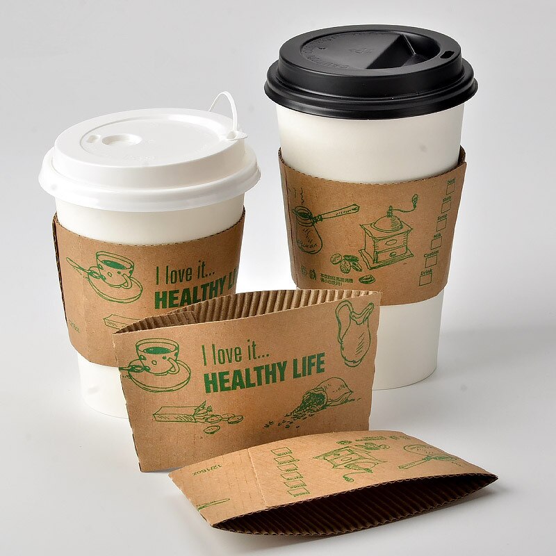 50 Pcs Wit Thicken Paper Cup Met Isolatie Kraftpapier Cup Mouwen Gunst Wegwerp Koffiekopjes Met deksels