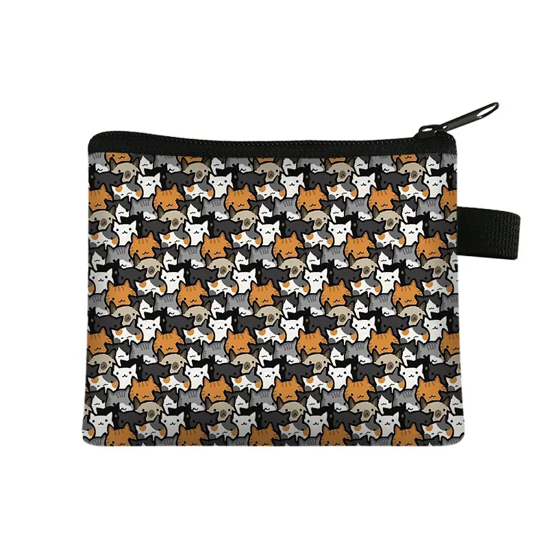 Simpatico gattino gatti/cuccioli stampa portamonete per adolescenti borse da scuola per bambini bambini donne per viaggio borsa portamonete d'argento portatile: lqbxchongwu06