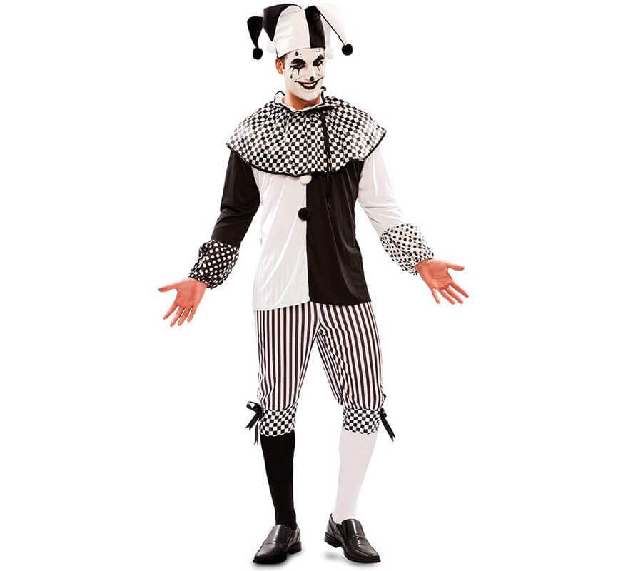 Disfraz de Arlequín Blanco y Negro para hombre - Payasos, Circo, Arlequines y Bufones - Disfraces para adultos
