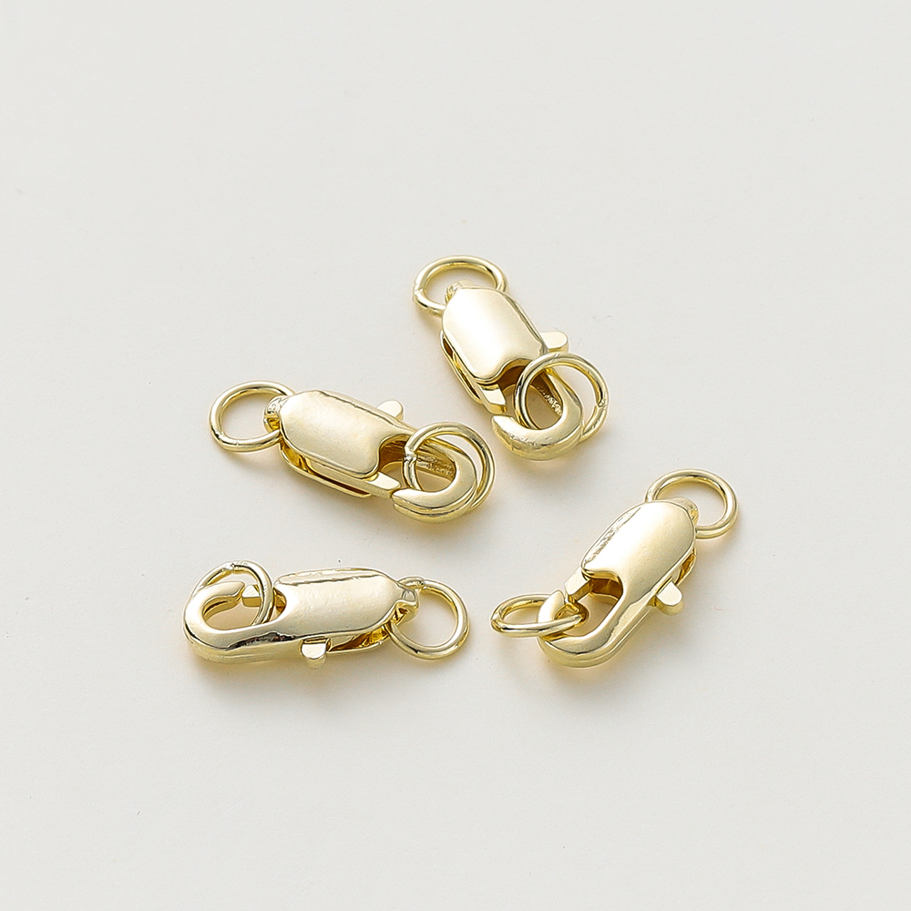 10 Uds. De latón chapado en oro de 14K/18K, cierre de langosta con 20 Uds. De anillos abiertos para saltar, Kits de accesorios DIY, conector para pulsera, fabricación de joyas: 12 mm / Blanco