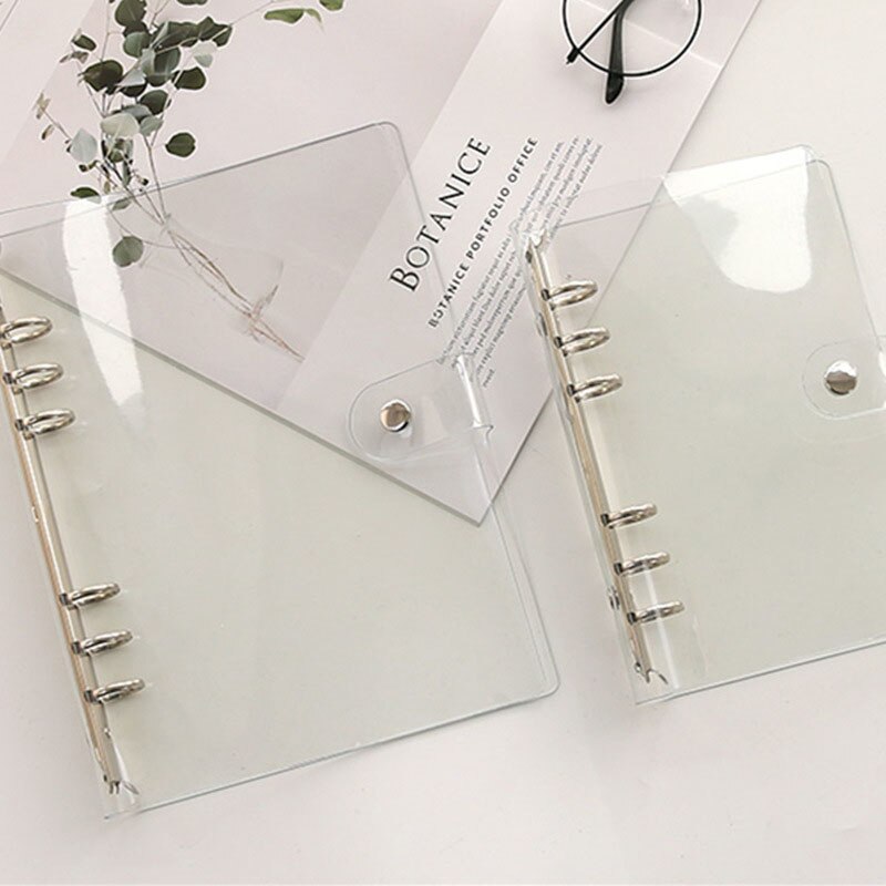 A5 A6 Spiral Clear Transparent PVC Soft Notebook Cover Coil Notepad 6 Ring Filler Planner Receive Card Stationery Office Supply