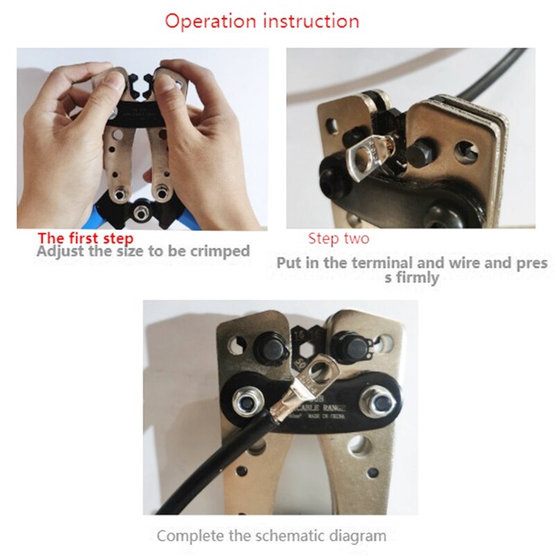 HX-50B Cable Lug Crimping Tool for Heavy Duty Wire Lugs,Battery Terminal,Copper Lugs AWG 8-1/0 with 60pcs Copper Ring Terminals