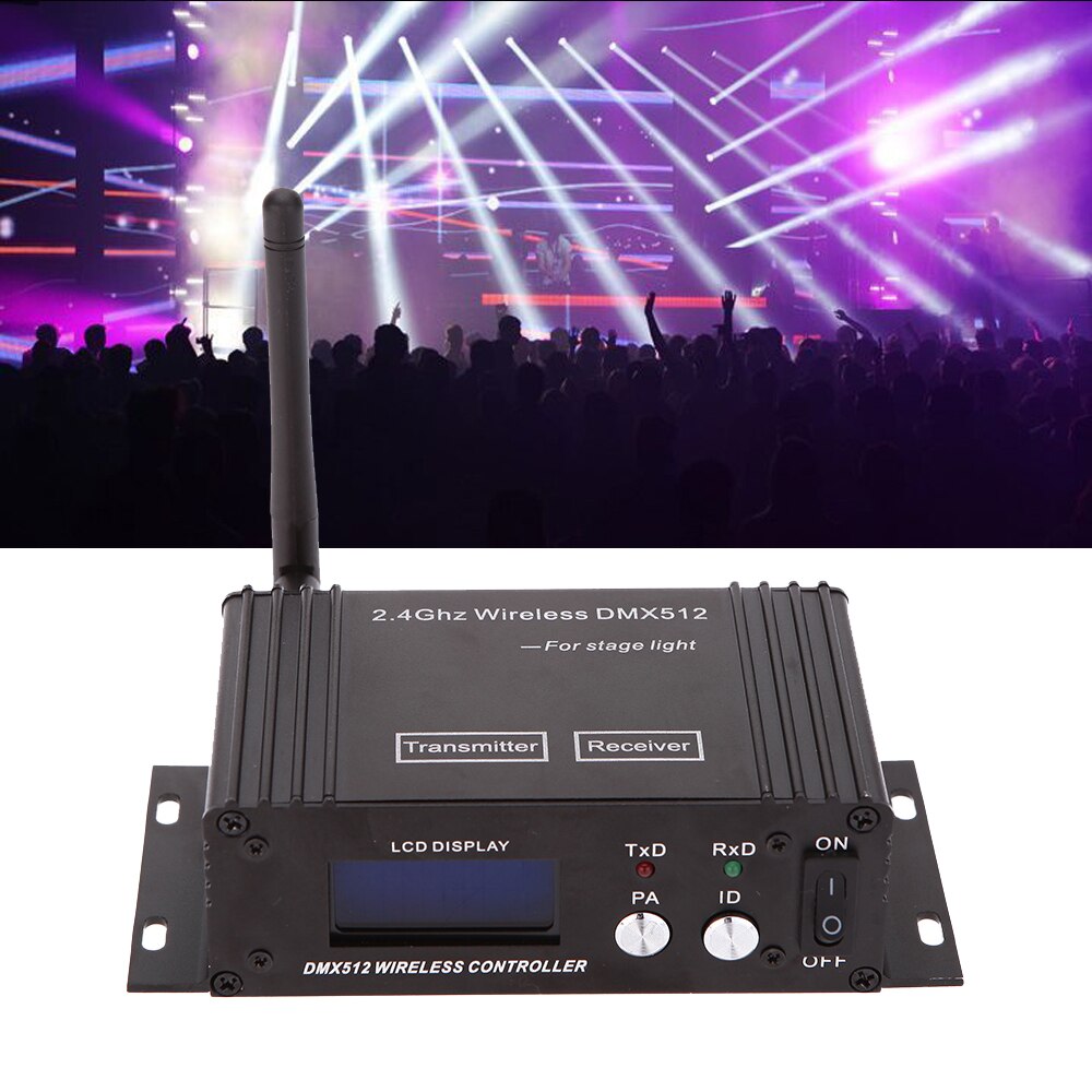 2.4G Wireless DMX 512 Controller Transmitter Receiver LCD Display Power Adjustable Repeater Lighting Controller for DJ Disco