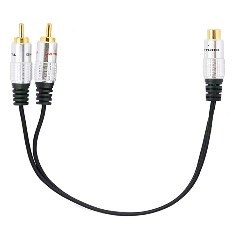 Adaptador Rca Y 1 Rca hembra a 2 Rca macho, Cable divisor para amplificador de Audio, Subwoofer Rca hembra a 2 macho