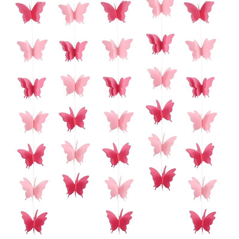 270cm fargerike sommerfuglpapir krans hengende banner bryllup bursdagsfest dekor baby shower barn jente rom dekor bunting