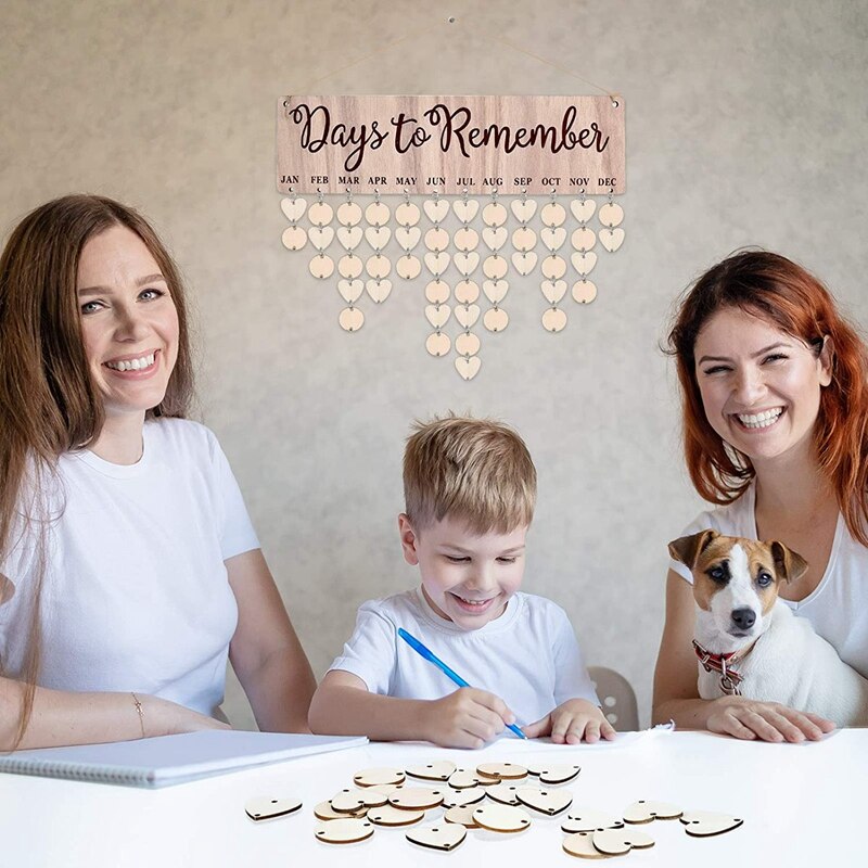 Calendario in legno promemoria di compleanno appeso a parete con etichette appeso fai-da-te promemoria di compleanno in legno calendario decorazione della parete di casa