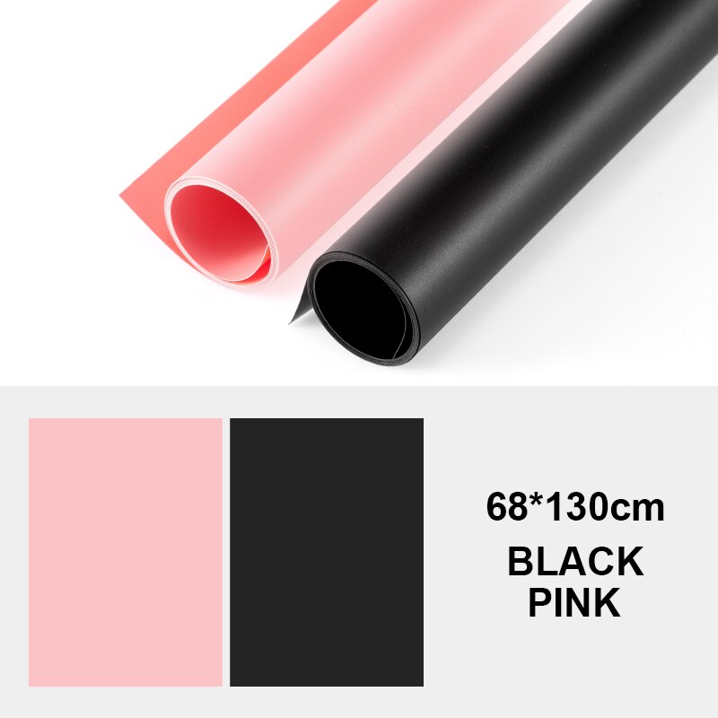 Plaque de fond en PVC mat et givré, couleur unie, 68x130cm, 2 pièces, arrière-plan de photographie, tissu imperméable et Anti-rides: black pink