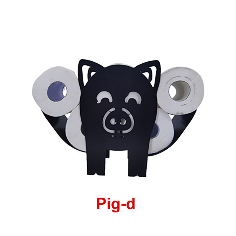 Creatieve Dier Vormige Zwart Ijzer Roll Papieren Handdoek Houder Kat Elanden Vee Varken Ambachten Badkamer Rack Ornamenten Toiletrolhouder: Pig Roll Holder