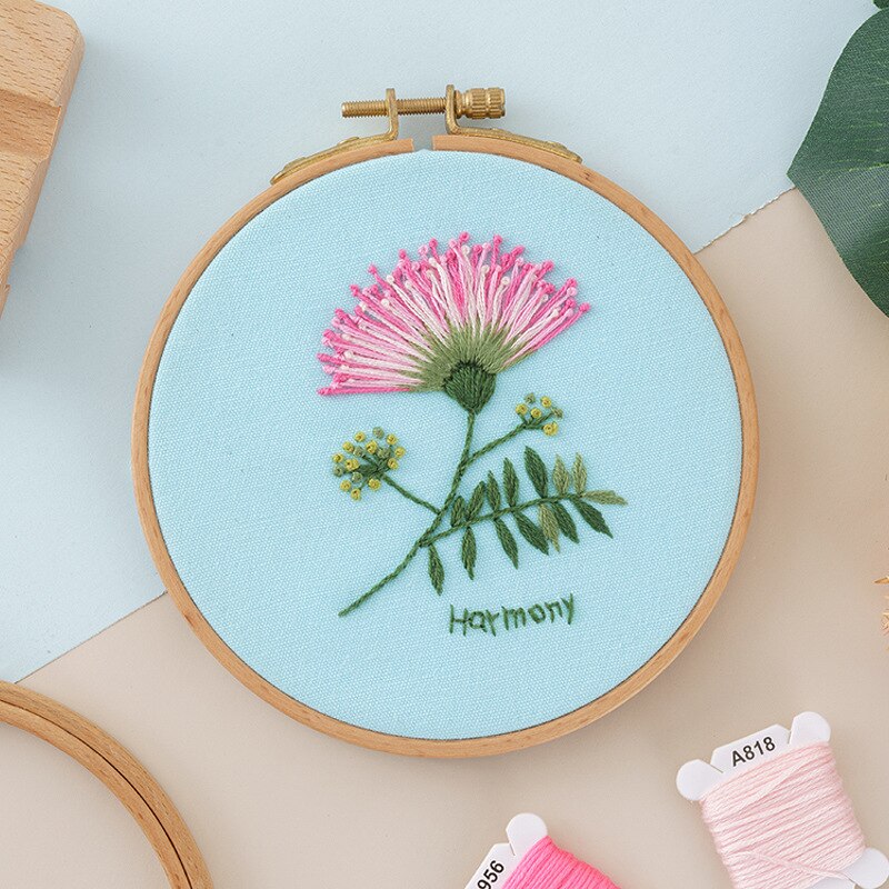 Beginner Embroidery Kit Flowers Pattern Diy Embroidery Full Kits Embroidered On Clothes Cross Stitch Sewing Embroideri With Hoop: Embroidery Kit-5