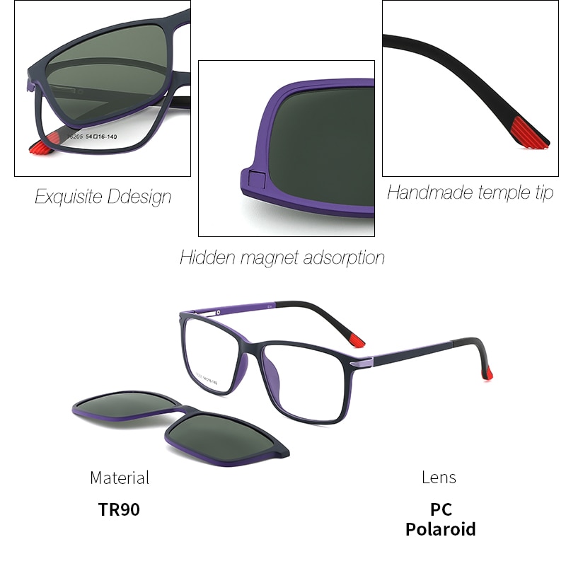 Zonnebril Vrouwen Mannen Magnetische Clip Op Tr Vierkante Zonnebril Gepolariseerde Zonnebril Mannen Vrouwen En Glazen Frame Van Brillen