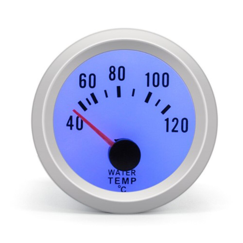 2" 52mm 12V Auto Water Temp Gauge 40~120 ℃ Blue Or White LED Light Temperature Meter With Temp Sensor For 4 6 8 Cylinder: Dark Grey
