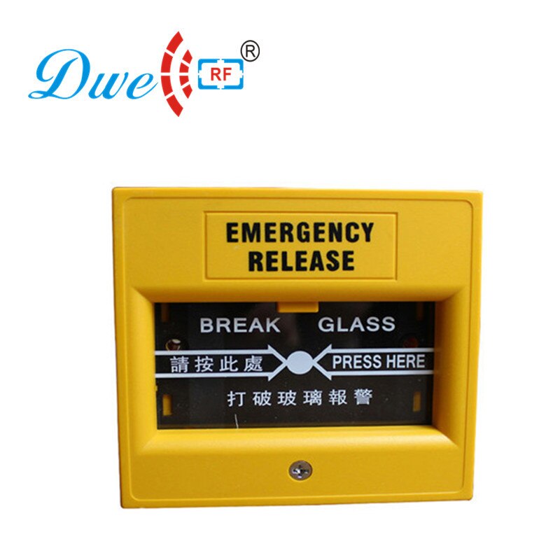 DWE CC RF bouton de sortie de secours bouton de libération de verre de rupture ignifuge interrupteur Rfid 12 V DW-B05 de sortie de poussée