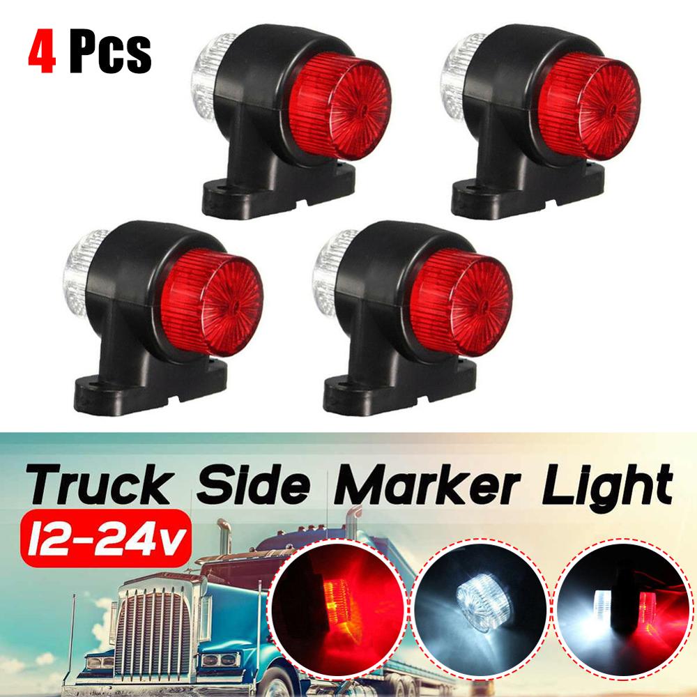 4 pcs 8-LED Braking Ligh Red White Side Marker Lights Outline Lamp Car Truck Trailer Van 12-24V