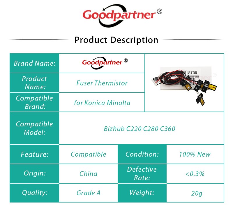 1x garantie] fixierthermistor für konica minolta bizhub  c220 c280 c360