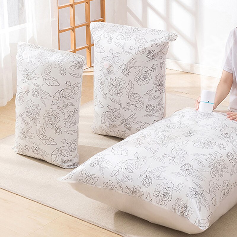 Bolsa de compresión al vacío para viaje, contenedor de almacenamiento transparente, de plástico, reutilizable