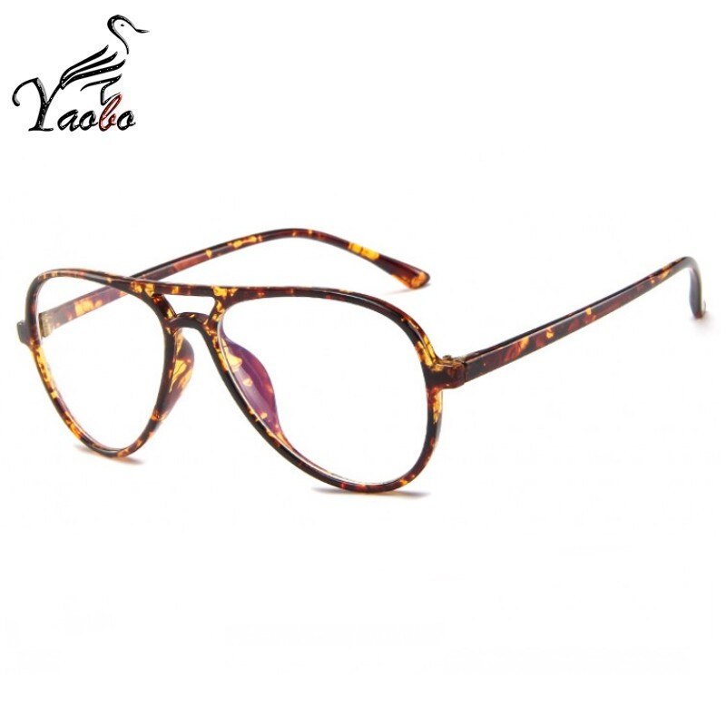 Top Transparent Aviation Glasses Frame Women Vintage Clear Frame Glasses Plastic Eyeglass Frames Female Eyewear: LEOPARD