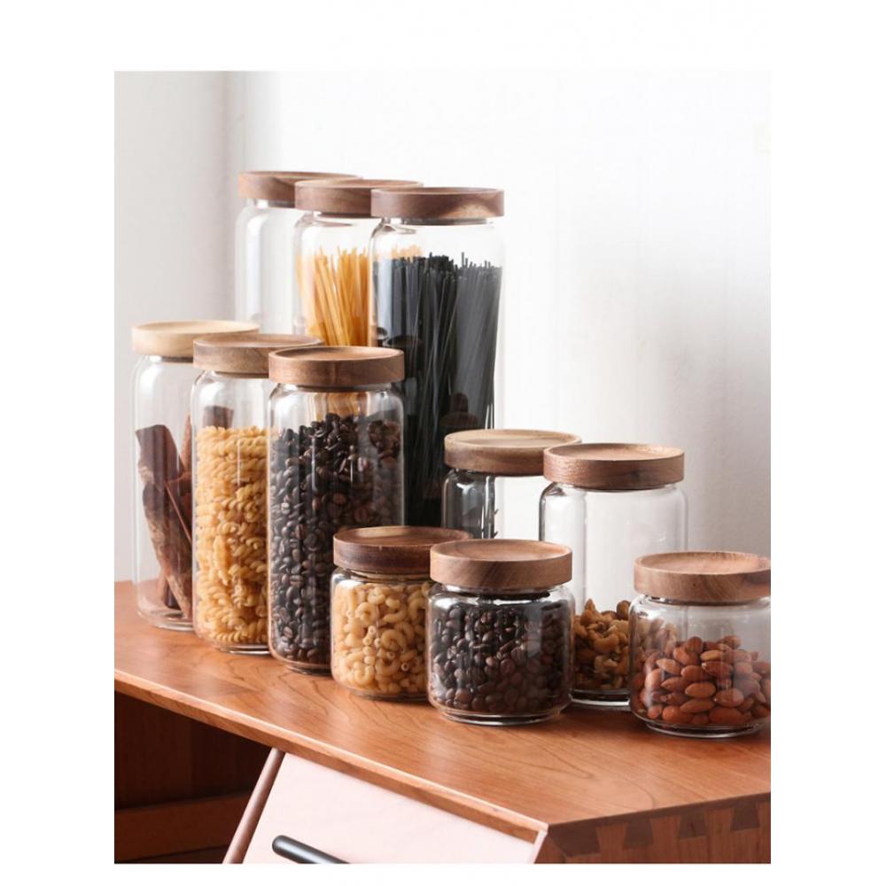 Bouteilles de rangement en verre avec couvercle | Bocal de rangement des aliments pour la cuisine, bocaux à épices maçon, boîte de rangement des bonbons, boîte de rangement pour la cuisine