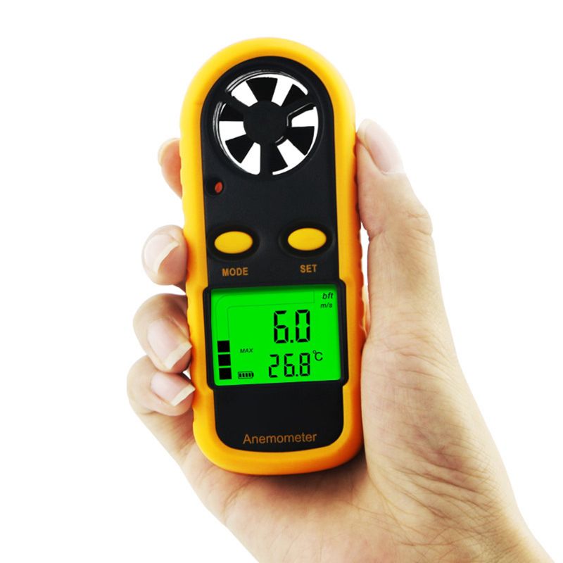 Digital vindmätare 0-30m/ s lufthastighetsmätare temperaturprovare anemometromätare med lcd-bakgrundsbelysning