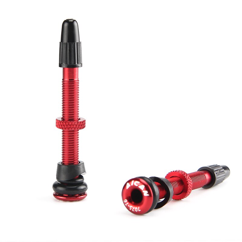 1 paio Di Tubeless Stelo Della Valvola e Core Per La Bici Della Bicicletta Tubeless Presta Valve Stem 58 millimetri/72 millimetri in Lega di alluminio Senza Tubi Valvola Rosso/Nero