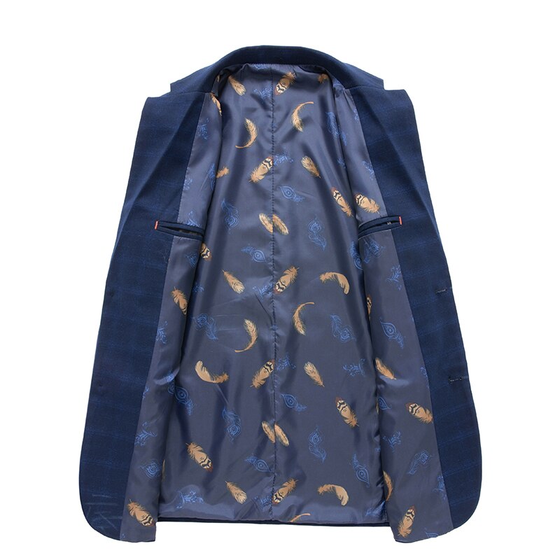 Klassieke Mannen Plaid Pak Mode Business Casual Slim Fit Blazer Jasje Man Kleding