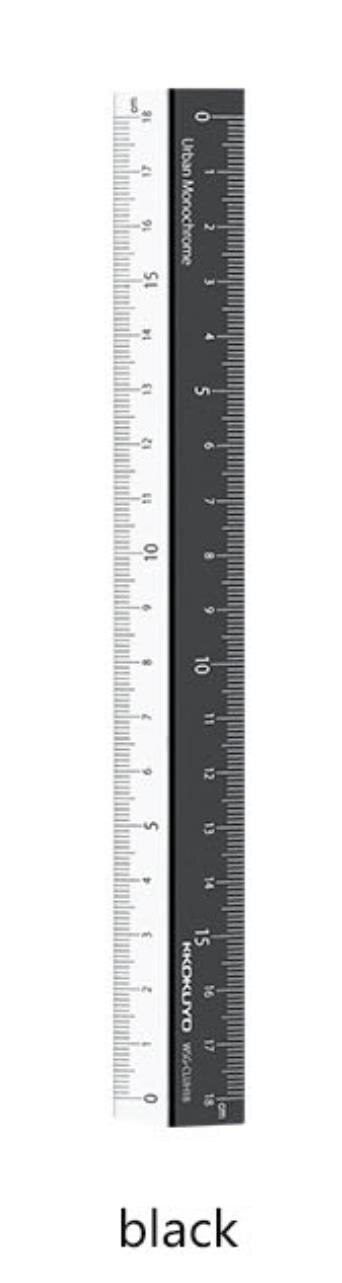 TUNACOCO Japanse KOKUYO WSG 19cm Vouwen Eenvoudige Heerser Leren Briefpapier Tekening opstellen regels Levert Qt1710141: black-transprancy