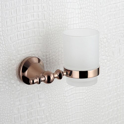 Rose Gold Bathroom Accessories Set Shower Soap Glass Shelf Liquid Dispenser Copper Toilet Brush Towel Holder Bath Room Hardware: Tumbler Holder