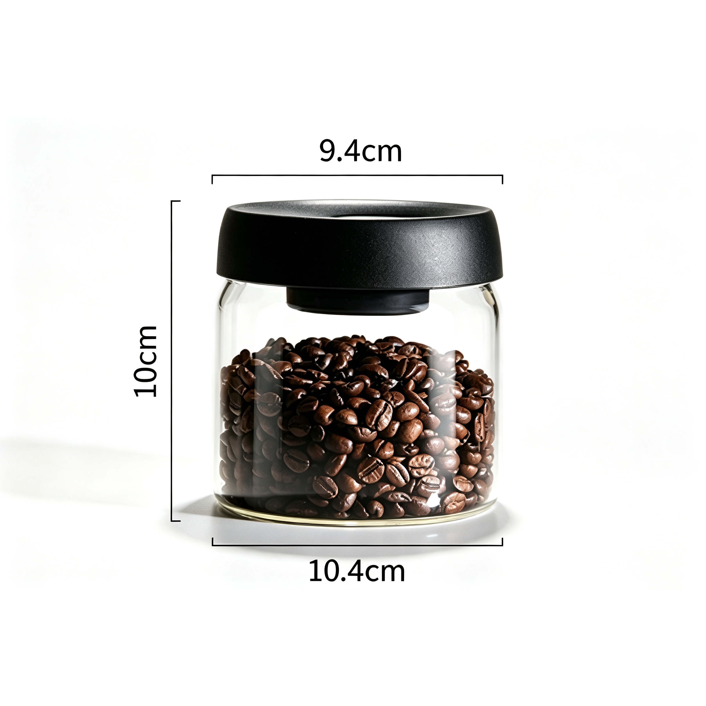 Vakuumversiegelter Behälter Kaffeebohnen-Aufbewahrung Glasflasche Transparenter Lebensmittel-Aufbewahrungsbehälter Feuchtigkeitsbeständiger Luftdichter Behälter: schwarz